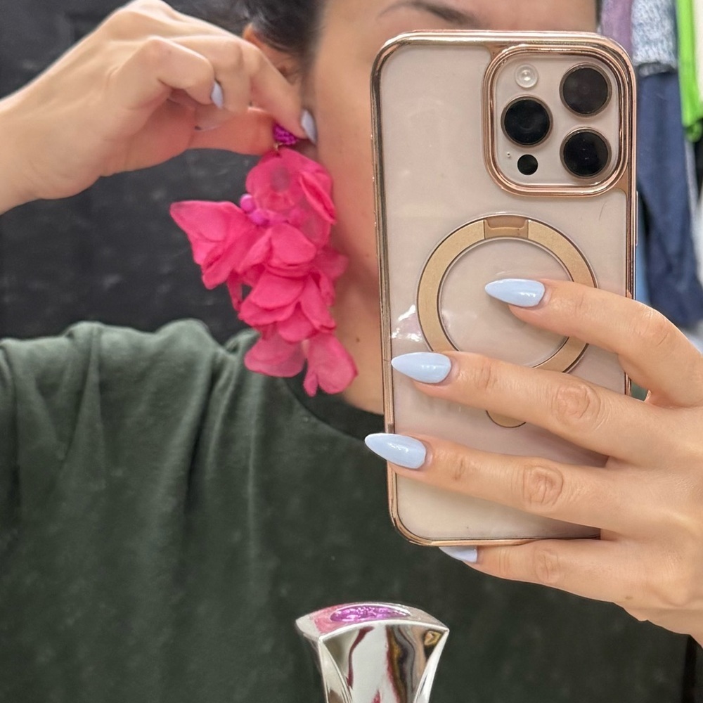 Pink Floral Statement Earrings - Picture 4 of 4